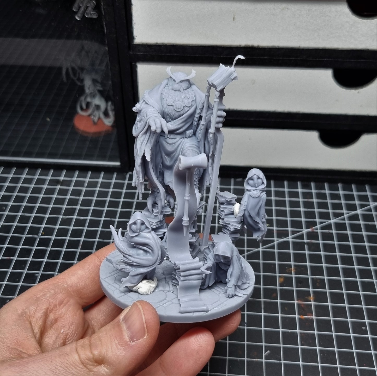 The Owl Archivist - Dungeons and Dragons - by Great Grimiore- Tabletop RPG Miniature - Roleplaying 3D Printed Fantasy Mini