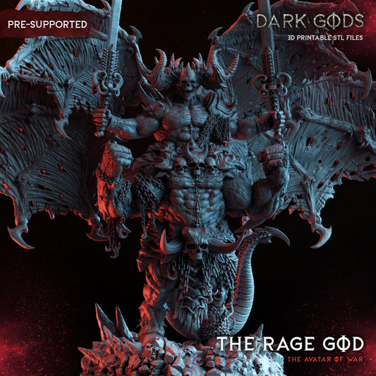 The Rage God - The Avatar of War - by Dark Gods- Tabletop RPG Miniature - Roleplaying 3D Printed Fantasy Mini