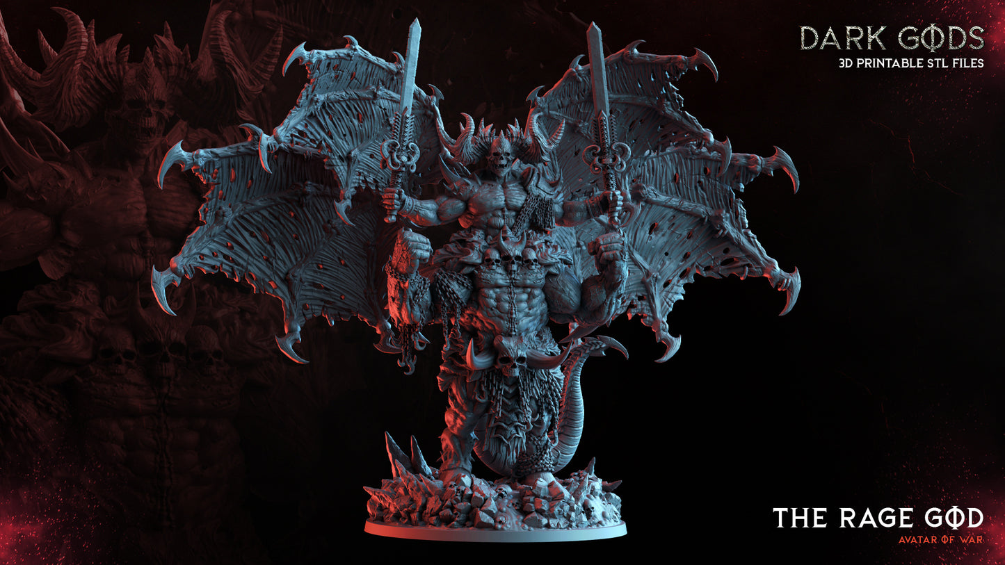 The Rage God - The Avatar of War - by Dark Gods- Tabletop RPG Miniature - Roleplaying 3D Printed Fantasy Mini