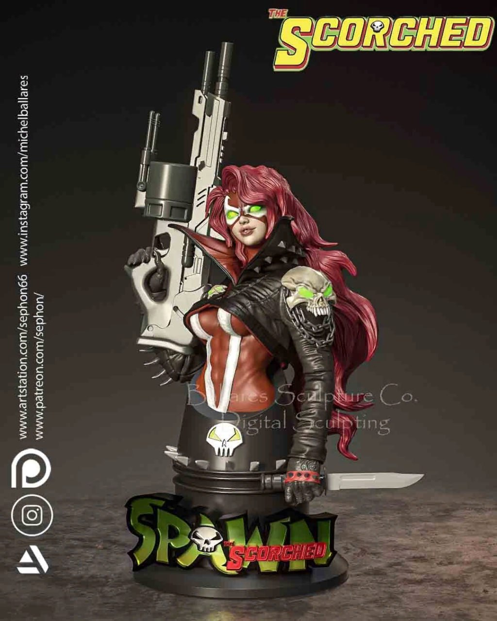 The Scorched Bust - Spawn - by Creative Geek - Tabletop RPG Miniature - Roleplaying 3D Printed Fantasy Mini