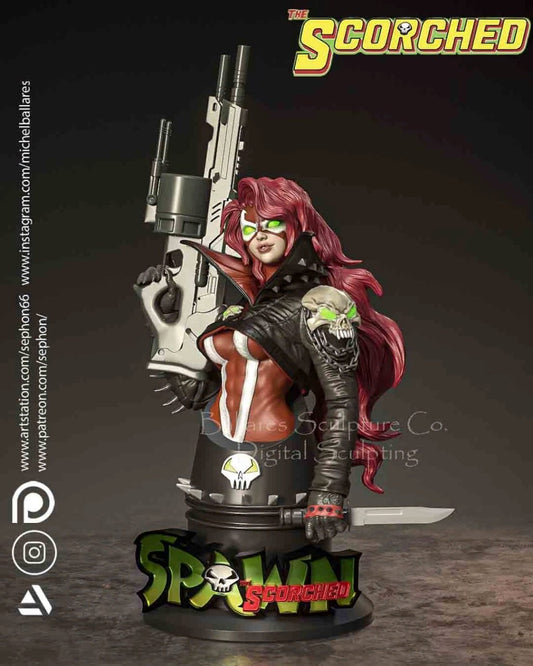 The Scorched Bust - Spawn - by Creative Geek - Tabletop RPG Miniature - Roleplaying 3D Printed Fantasy Mini
