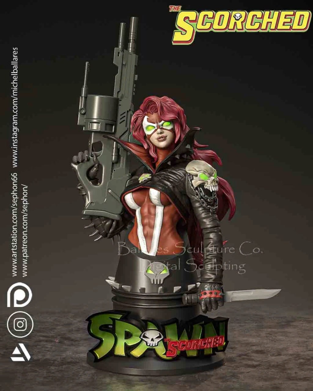 The Scorched Bust - Spawn - by Creative Geek - Tabletop RPG Miniature - Roleplaying 3D Printed Fantasy Mini