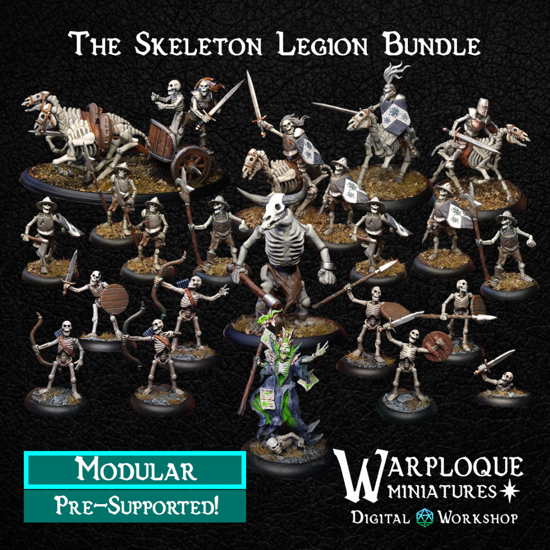 The Skeleton Legion Bundle - Dungeons and Dragons - by Warp Minis- Tabletop RPG Miniature - Roleplaying 3D Printed Fantasy Mini