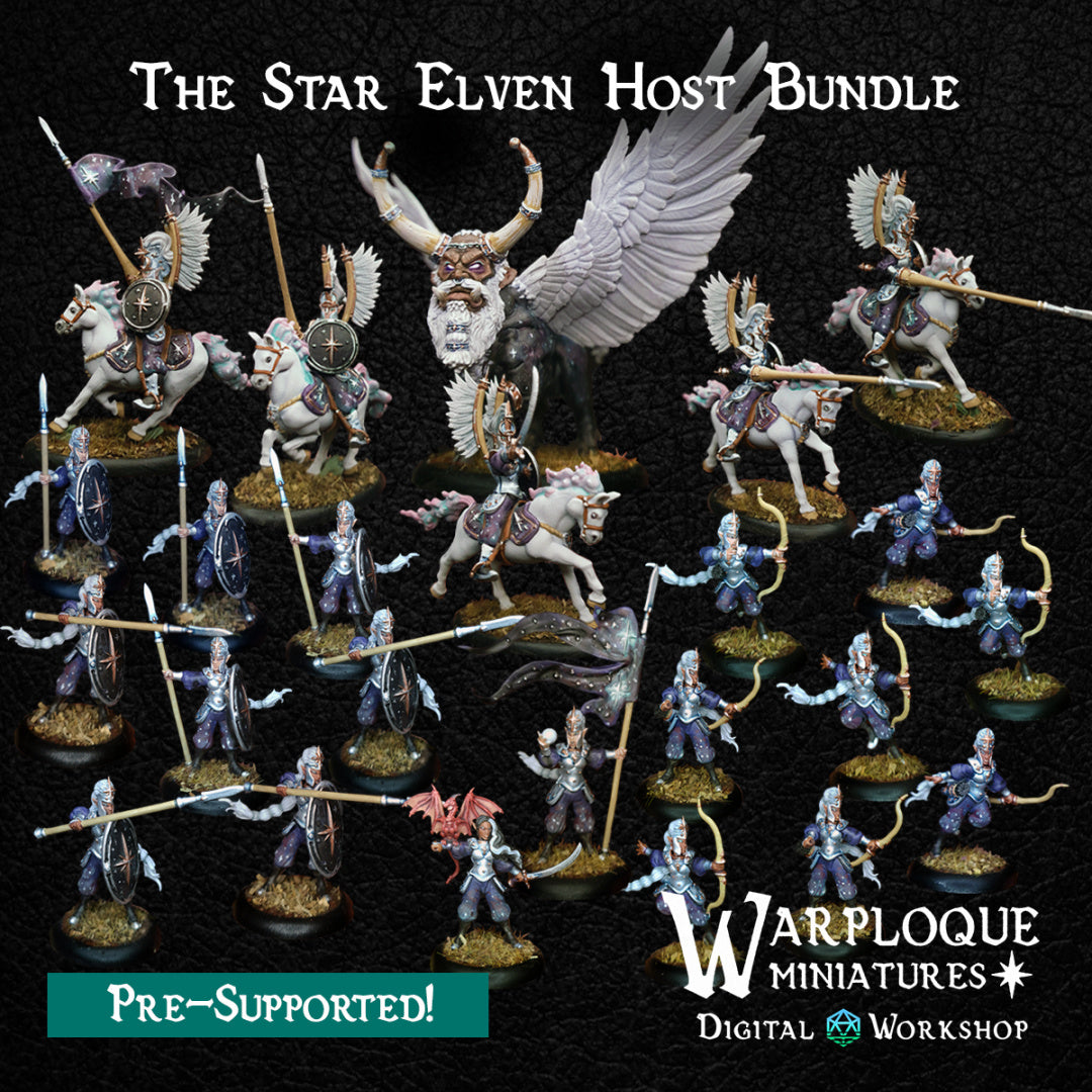 The Star Elven Host Bundle - Dungeons and Dragons - by Warp Minis- Tabletop RPG Miniature - Roleplaying 3D Printed Fantasy Mini