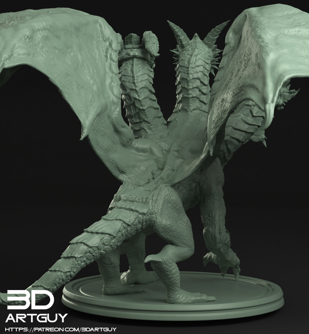 Three Headed Dragon - Hydra - by 3Dartguy- Tabletop RPG Miniature - Roleplaying 3D Printed Fantasy Mini