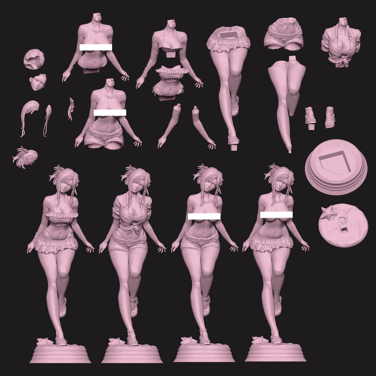 Tifa Lockhart Sculpture(75mm to 500mm) - Unassembled/Unpainted/3D Print