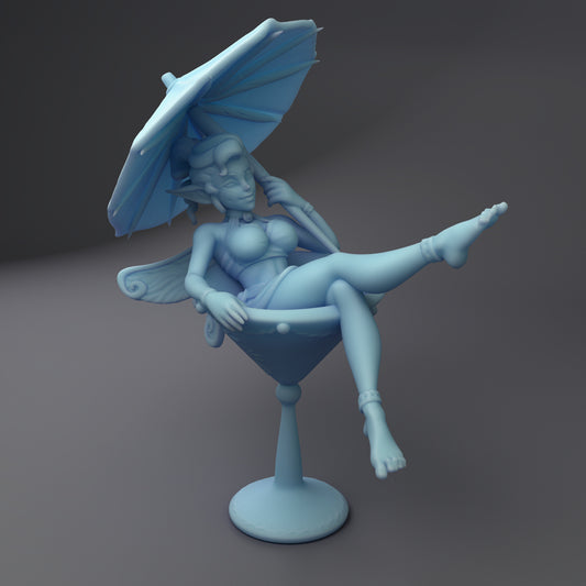 Tini Matrini, the drink fairy - by Twin Goddess - Tabletop RPG Miniature - Roleplaying 3D Printed Fantasy Mini