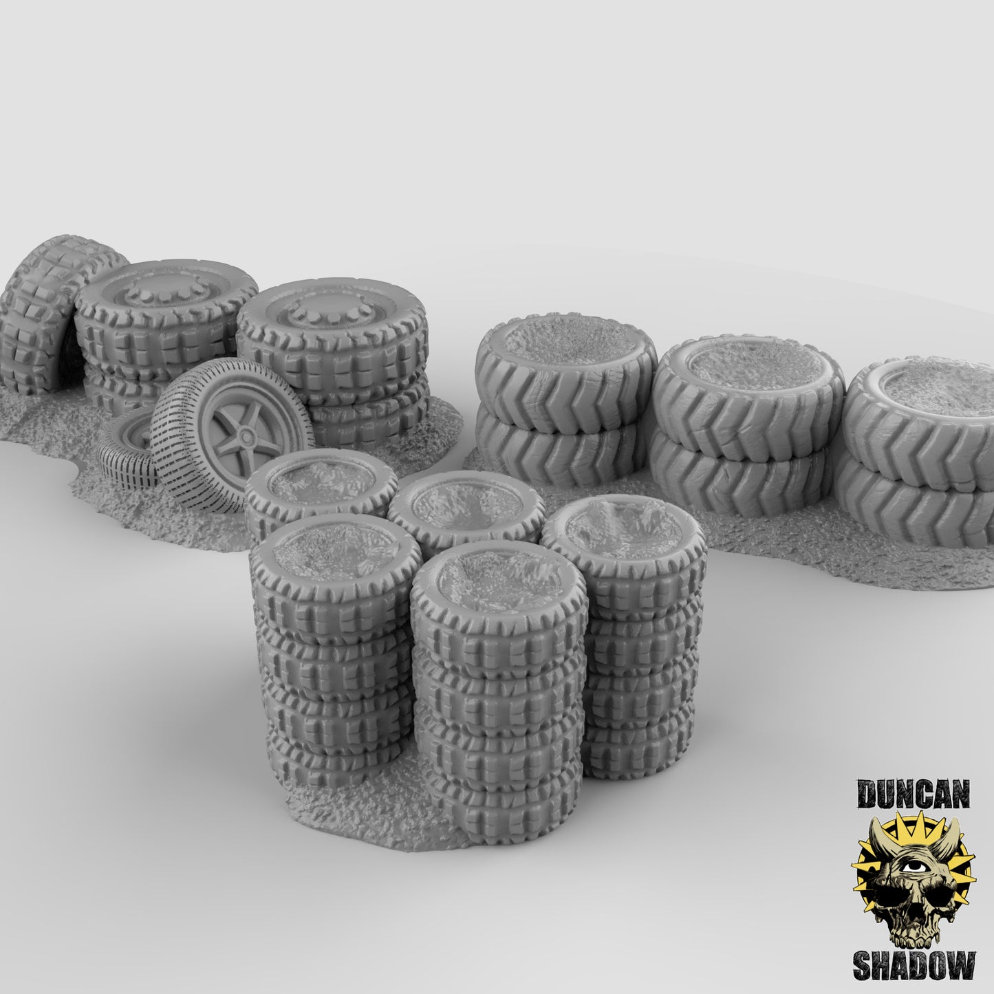 Tire Barricades Terrain - by Duncan Shadows - Tabletop RPG Miniature - Roleplaying 3D Printed Fantasy Mini