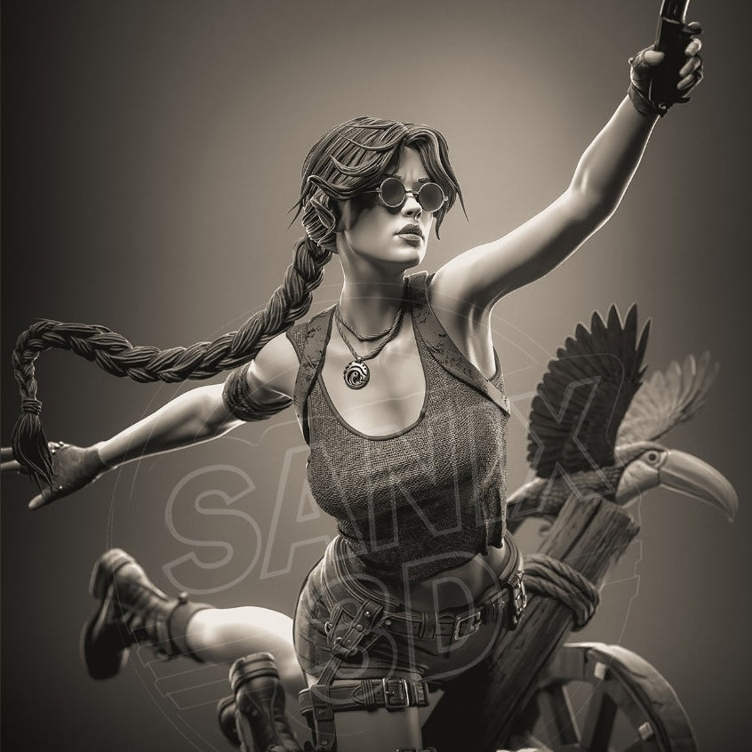 Lara Croft Sculpture (75mm to 500mm) - Unassembled/Unpainted/3D Print