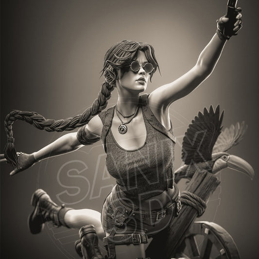 Lara Croft Sculpture (75mm to 500mm) - Unassembled/Unpainted/3D Print