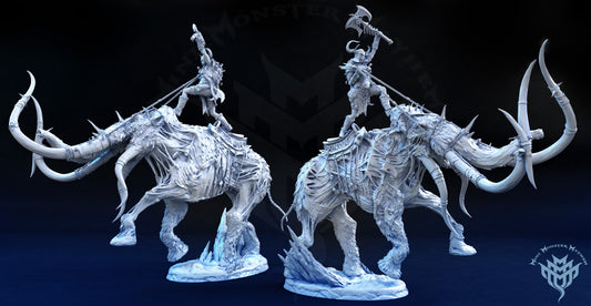 Undead Mammoth and Frost Giant Rider - by Mini Monster Mayhem- Tabletop RPG Miniature - Roleplaying 3D Printed Fantasy Mini