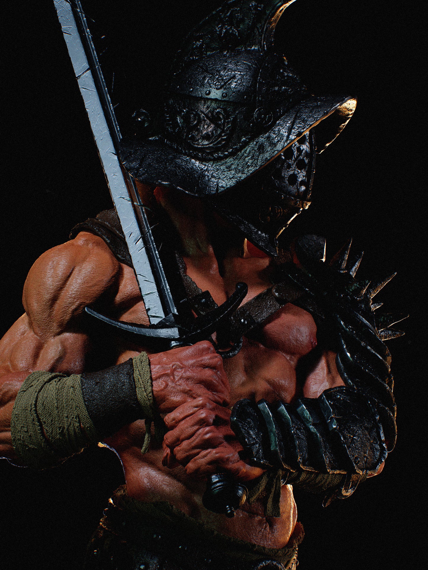 Gladiator Sculpture (75mm to 500mm) - Unassembled/Unpainted/3D Print