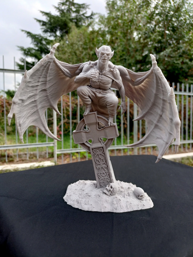 Vampire on Gravestone - by Ethereal Sculpts - Tabletop RPG Miniature - Roleplaying 3D Printed Fantasy Mini