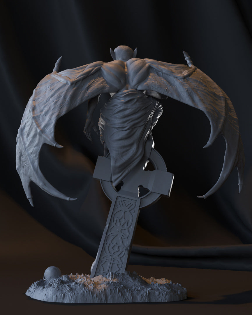 Vampire on Gravestone - by Ethereal Sculpts - Tabletop RPG Miniature - Roleplaying 3D Printed Fantasy Mini