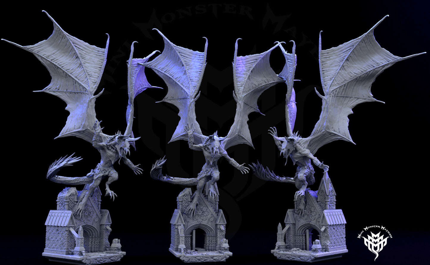 Vampire Dragon - by Mini Monster Mayhem- Tabletop RPG Miniature - Roleplaying 3D Printed Fantasy Mini