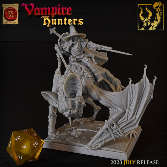 Vampire Hunter on Bat - Mordheim - by Titan Forge - Tabletop RPG Miniature - Roleplaying 3D Printed Fantasy Mini