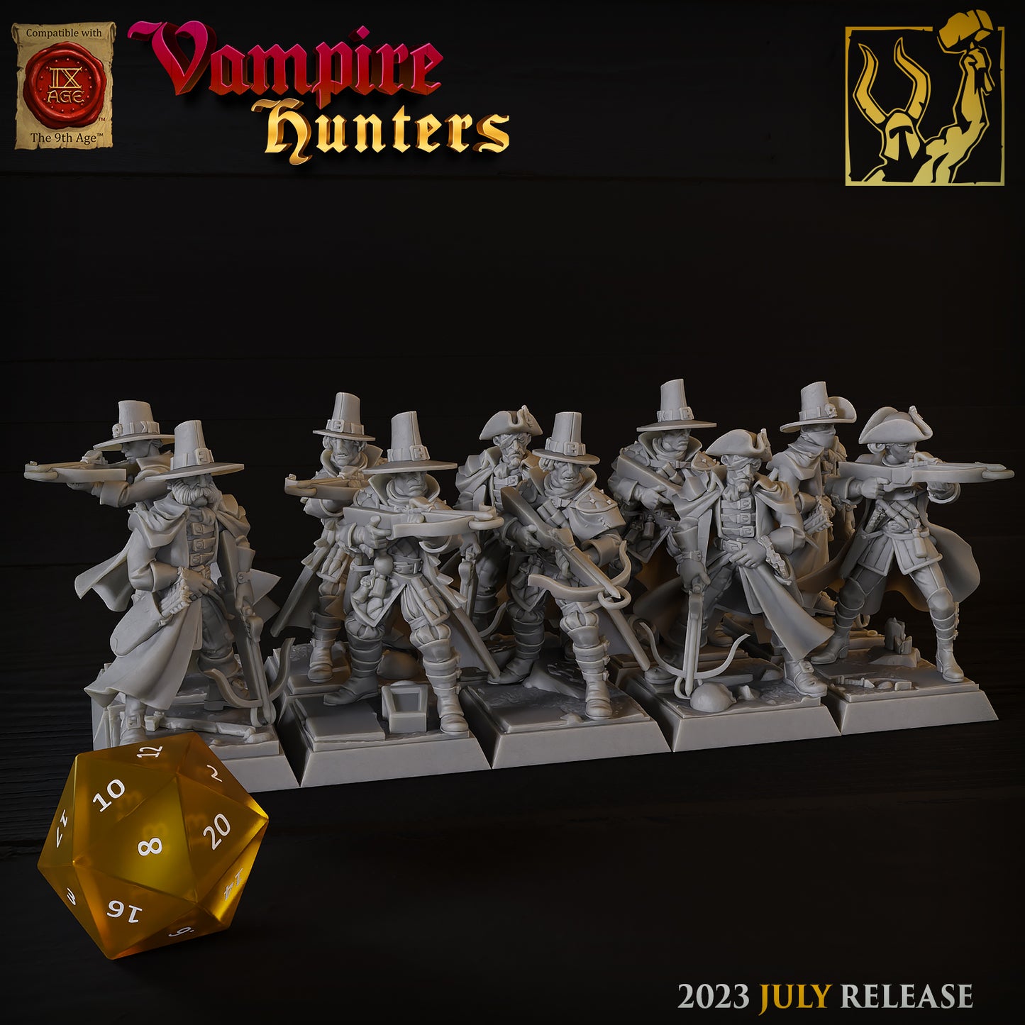 Vampire Hunters - Crossbow Unit - Mordheim - by Titan Forge - Tabletop RPG Miniature - Roleplaying 3D Printed Fantasy Mini