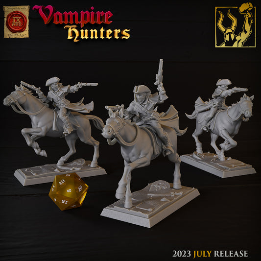 Vampire Hunters - Mounted Highwaymen - Mordheim - by Titan Forge - Tabletop RPG Miniature - Roleplaying 3D Printed Fantasy Mini