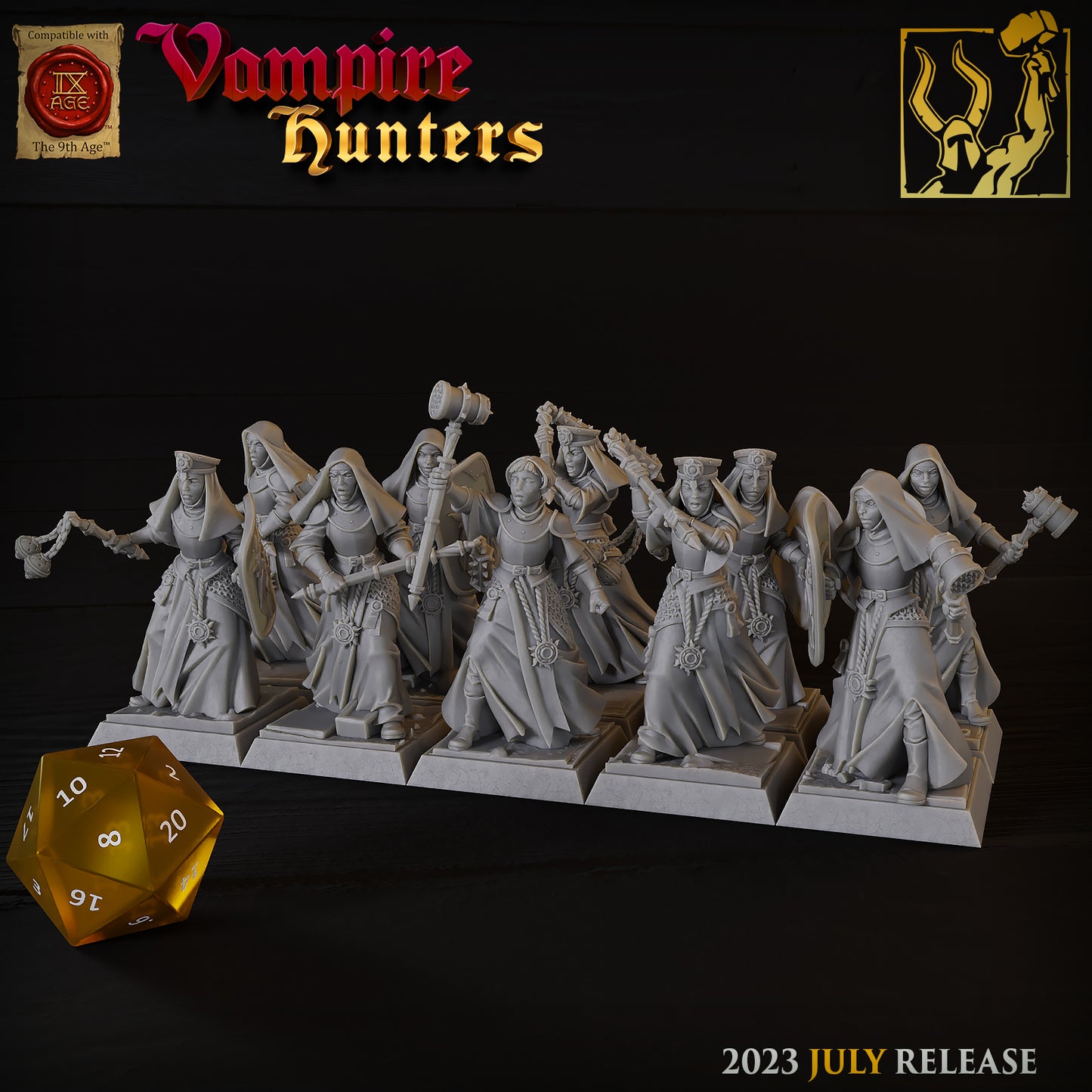 Vampire Hunters - Nuns Unit - Mordheim - by Titan Forge - Tabletop RPG Miniature - Roleplaying 3D Printed Fantasy Mini