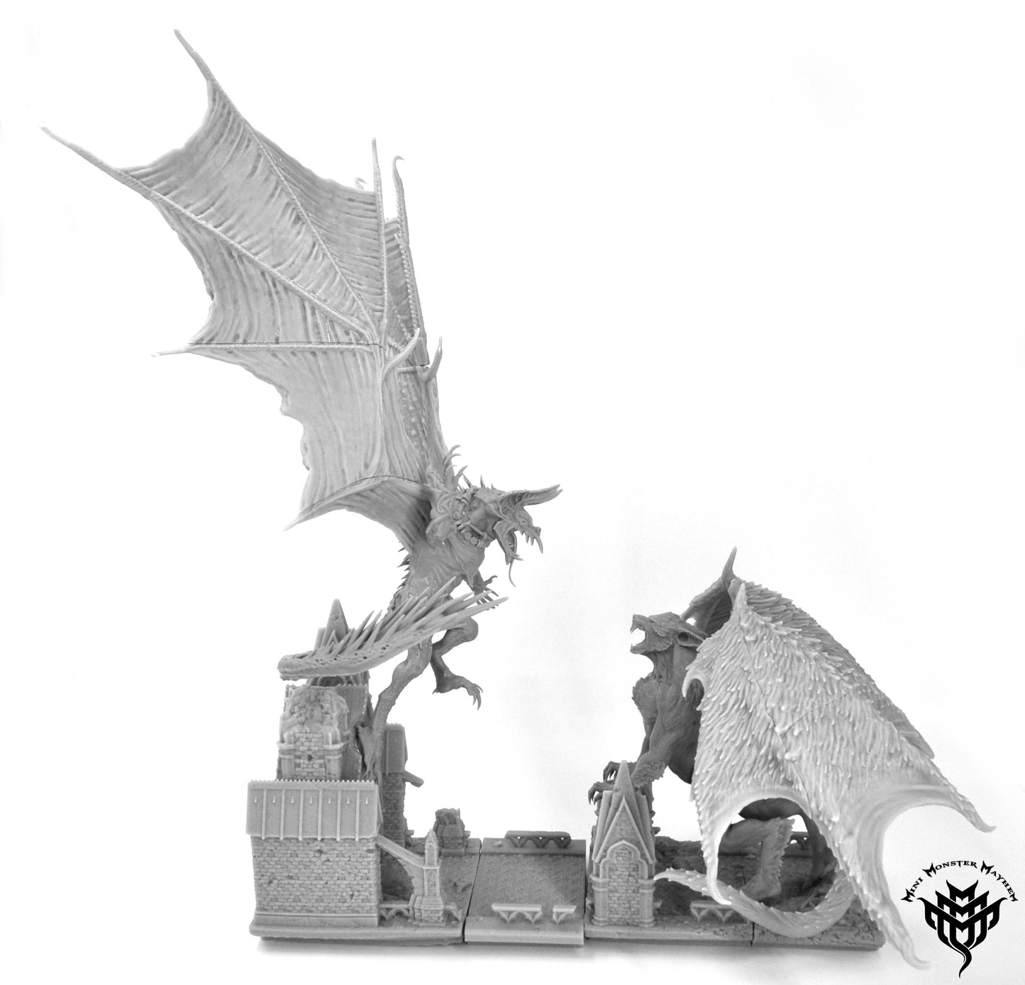 Vampire and Werewolf Dragon Diorama - by Mini Monster Mayhem- Tabletop RPG Miniature - Roleplaying 3D Printed Fantasy Mini