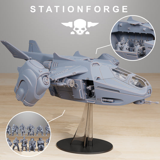 Vaskar Dropship - Compatible with Warhammer 40K - by Station Forge - Tabletop RPG Miniature - Roleplaying 3D Printed Fantasy Mini