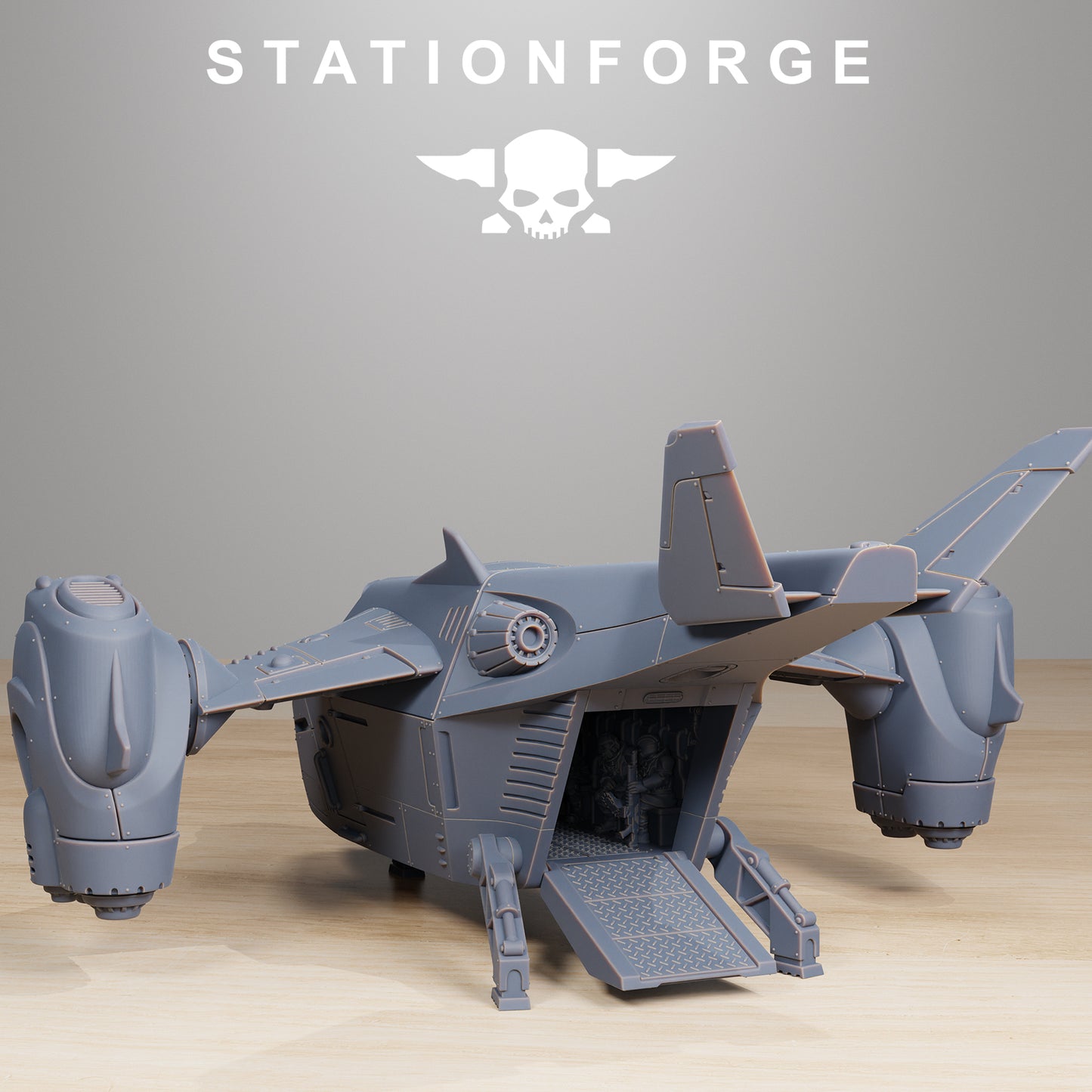 Vaskar Dropship - Compatible with Warhammer 40K - by Station Forge - Tabletop RPG Miniature - Roleplaying 3D Printed Fantasy Mini