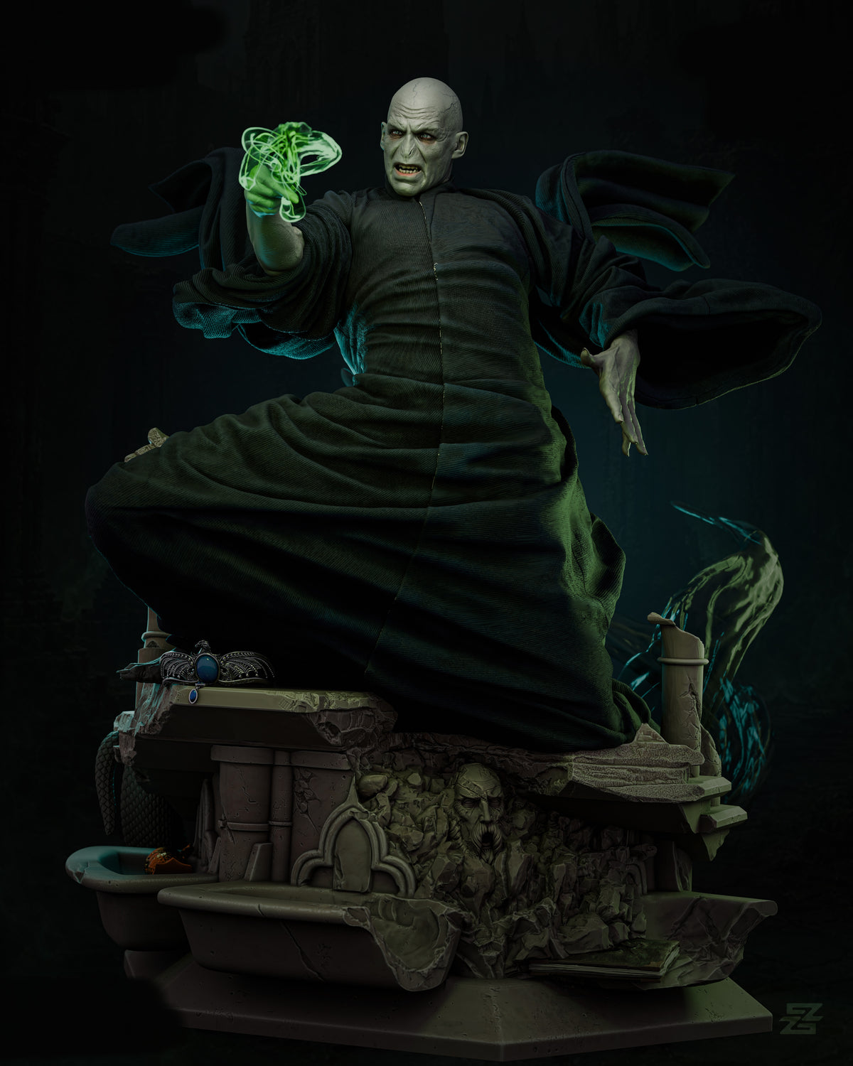Voldemort The Dark Lord Sculpture (75mm to 500mm) - Unassembled/Unpainted/3D Print