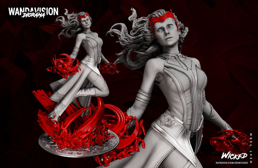 Wanda Sculpture - Marvel Universe  - by Wicked 3D- Tabletop RPG Miniature - Roleplaying 3D Printed Fantasy Mini