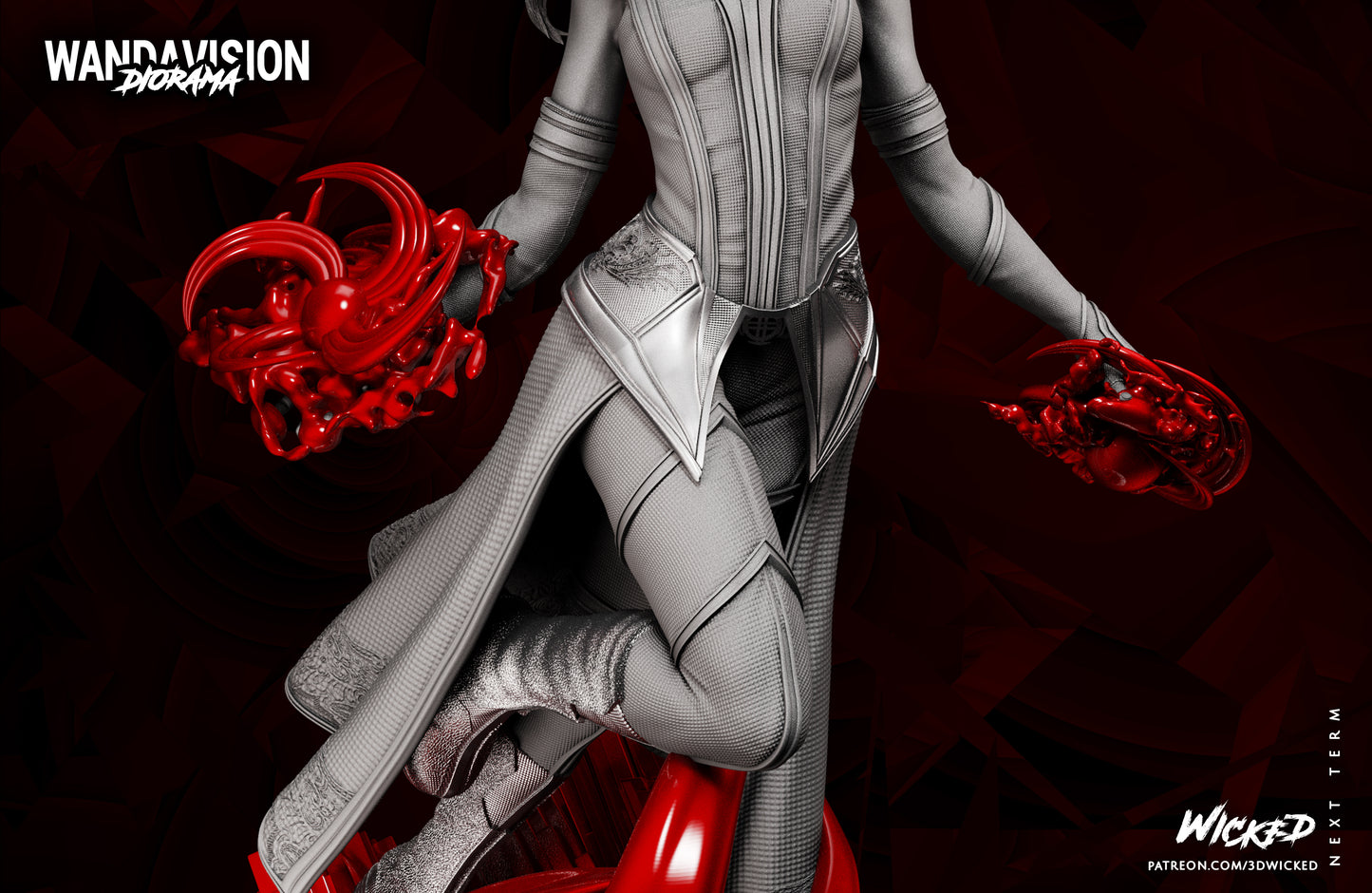 Wanda Sculpture - Marvel Universe  - by Wicked 3D- Tabletop RPG Miniature - Roleplaying 3D Printed Fantasy Mini