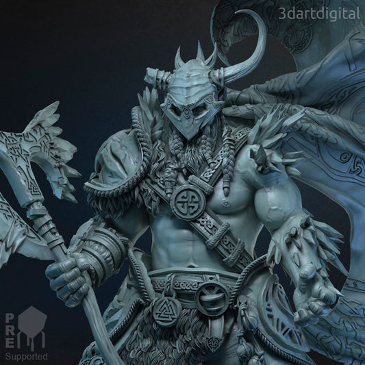 Frost Giant Warrior - by 3dartDigital - Tabletop RPG Miniature - Roleplaying 3D Printed Fantasy Mini