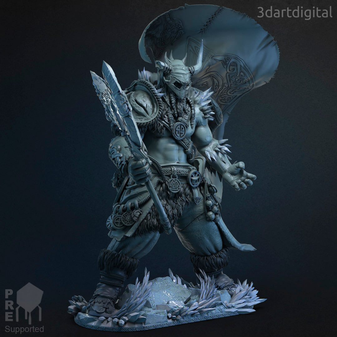 Frost Giant Warrior - by 3dartDigital - Tabletop RPG Miniature - Roleplaying 3D Printed Fantasy Mini