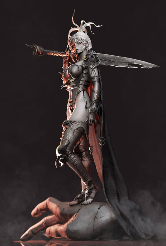 Warrior Lady Statue - by Dungeons and Dragons - Tabletop RPG Miniature - Roleplaying 3D Printed Fantasy Mini