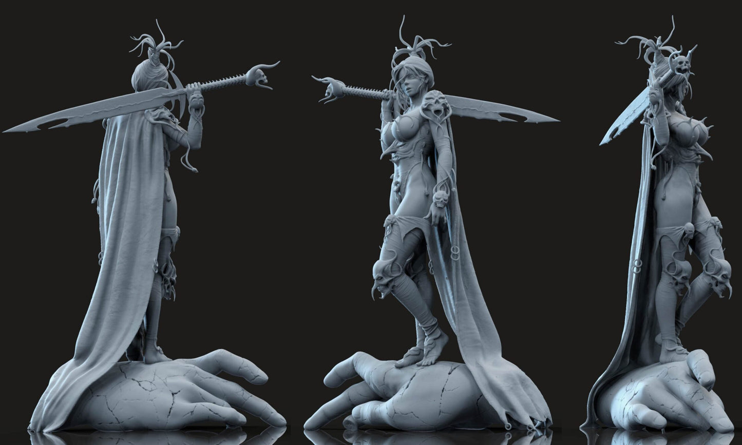 Warrior Lady Statue - by Dungeons and Dragons - Tabletop RPG Miniature - Roleplaying 3D Printed Fantasy Mini