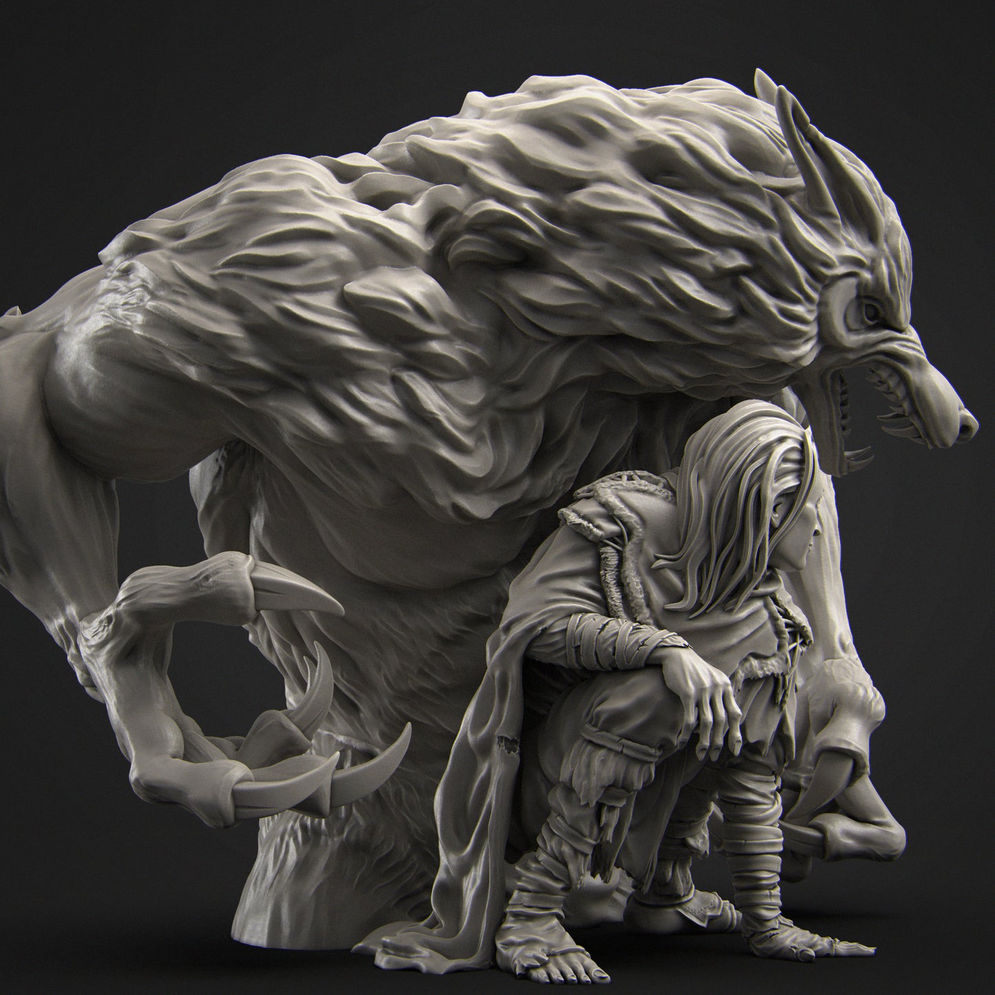 Werewolf Shapeshifter Sculpt - by Nerikson- Tabletop RPG Miniature - Roleplaying 3D Printed Fantasy Mini