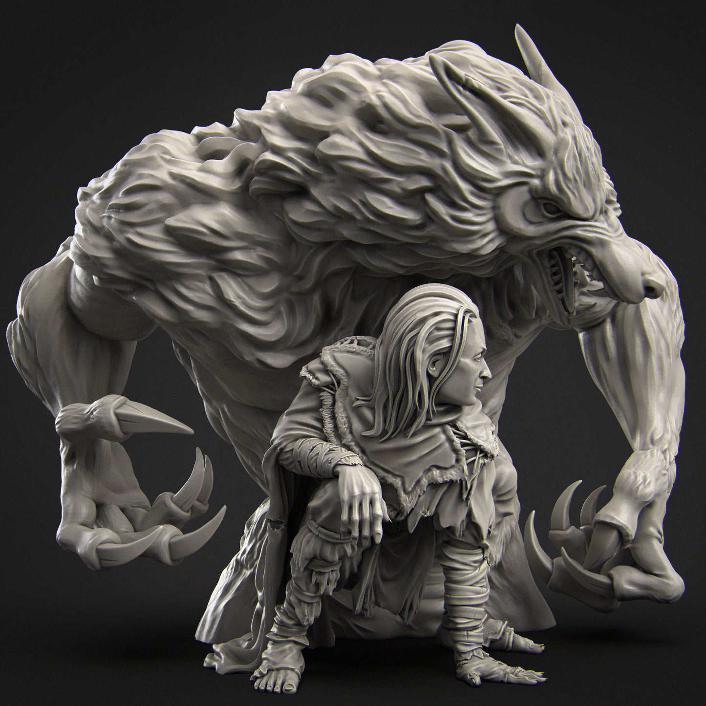 Werewolf Shapeshifter Sculpt - by Nerikson- Tabletop RPG Miniature - Roleplaying 3D Printed Fantasy Mini