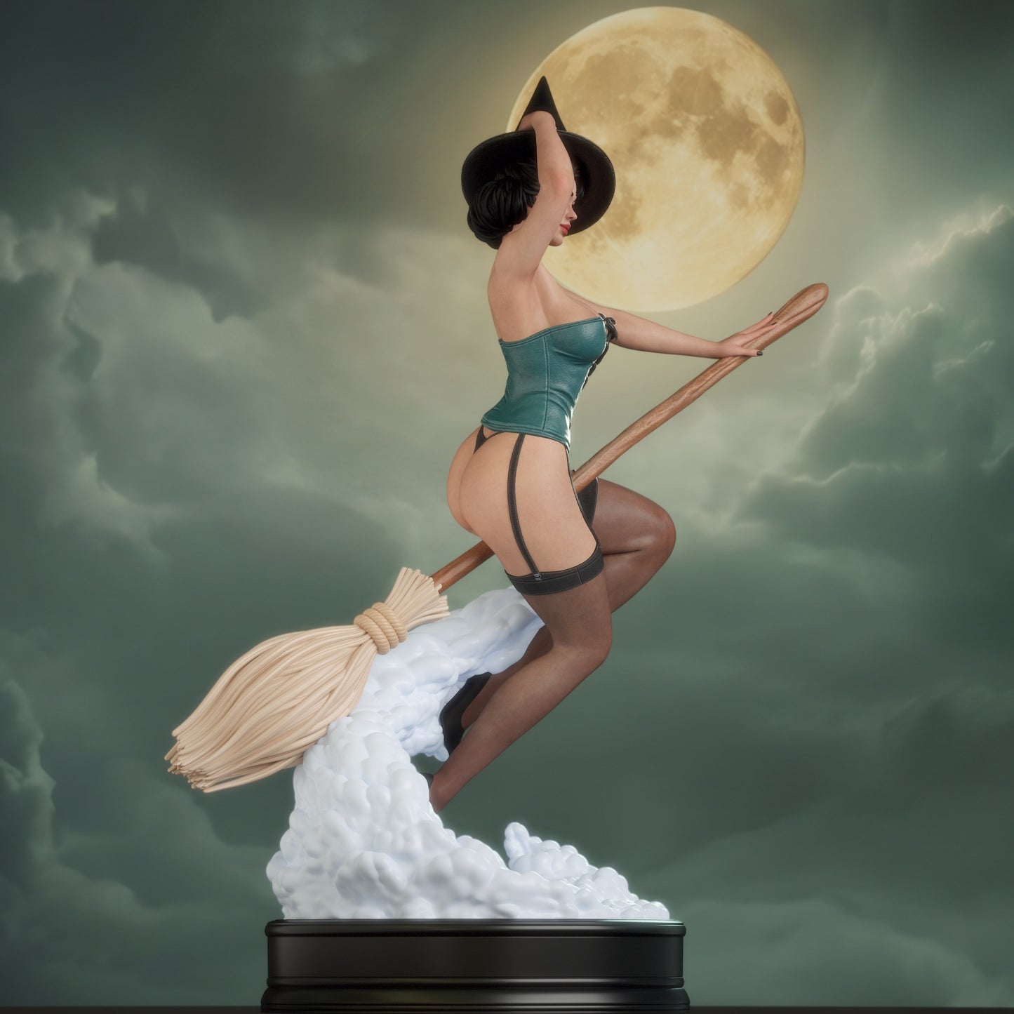 Witch Bombshell Sculpture (75mm to 500mm) - Unassembled/Unpainted/3D Print