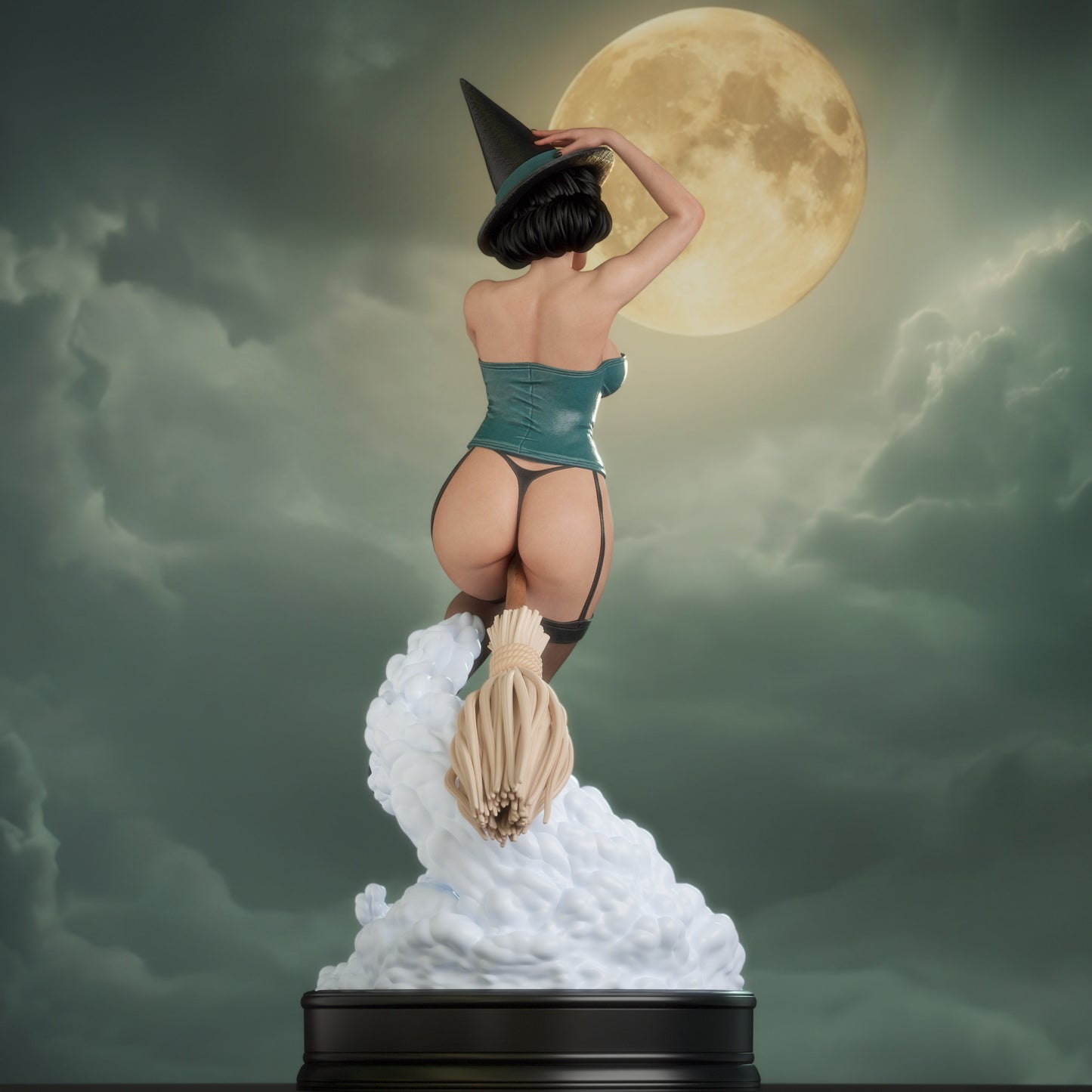Witch Bombshell Sculpture (75mm to 500mm) - Unassembled/Unpainted/3D Print