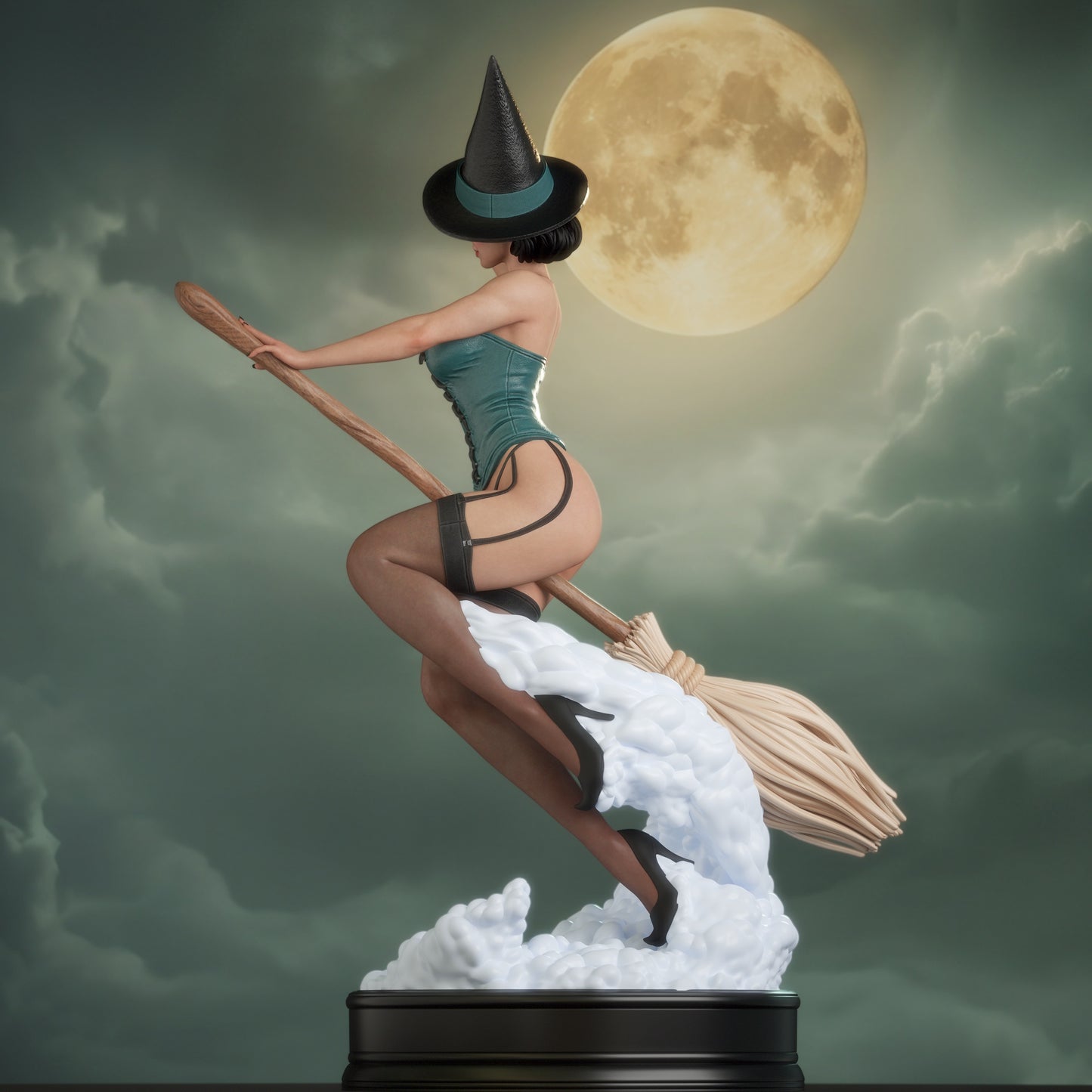 Witch Bombshell Sculpture (75mm to 500mm) - Unassembled/Unpainted/3D Print