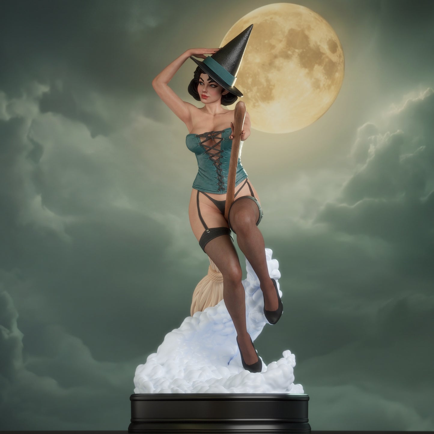 Witch Bombshell Sculpture (75mm to 500mm) - Unassembled/Unpainted/3D Print