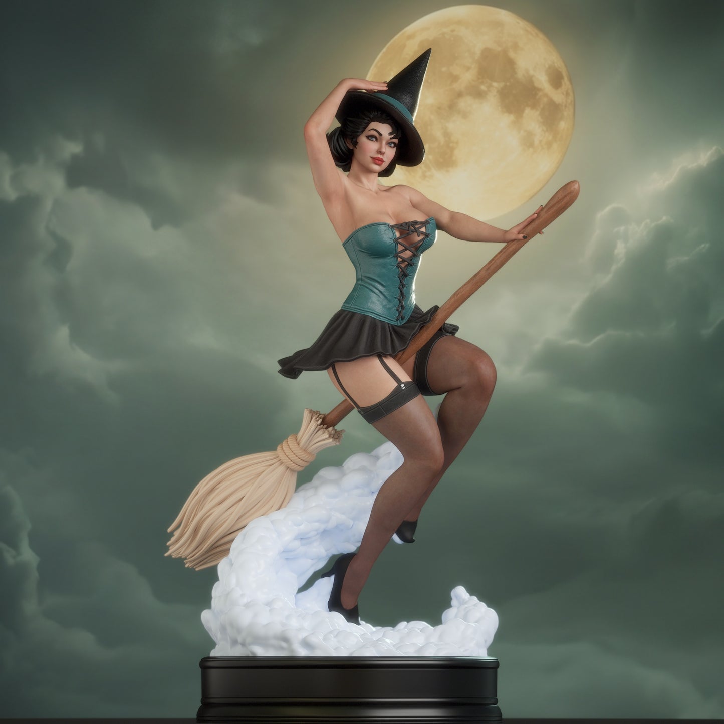 Witch Bombshell Sculpture (75mm to 500mm) - Unassembled/Unpainted/3D Print