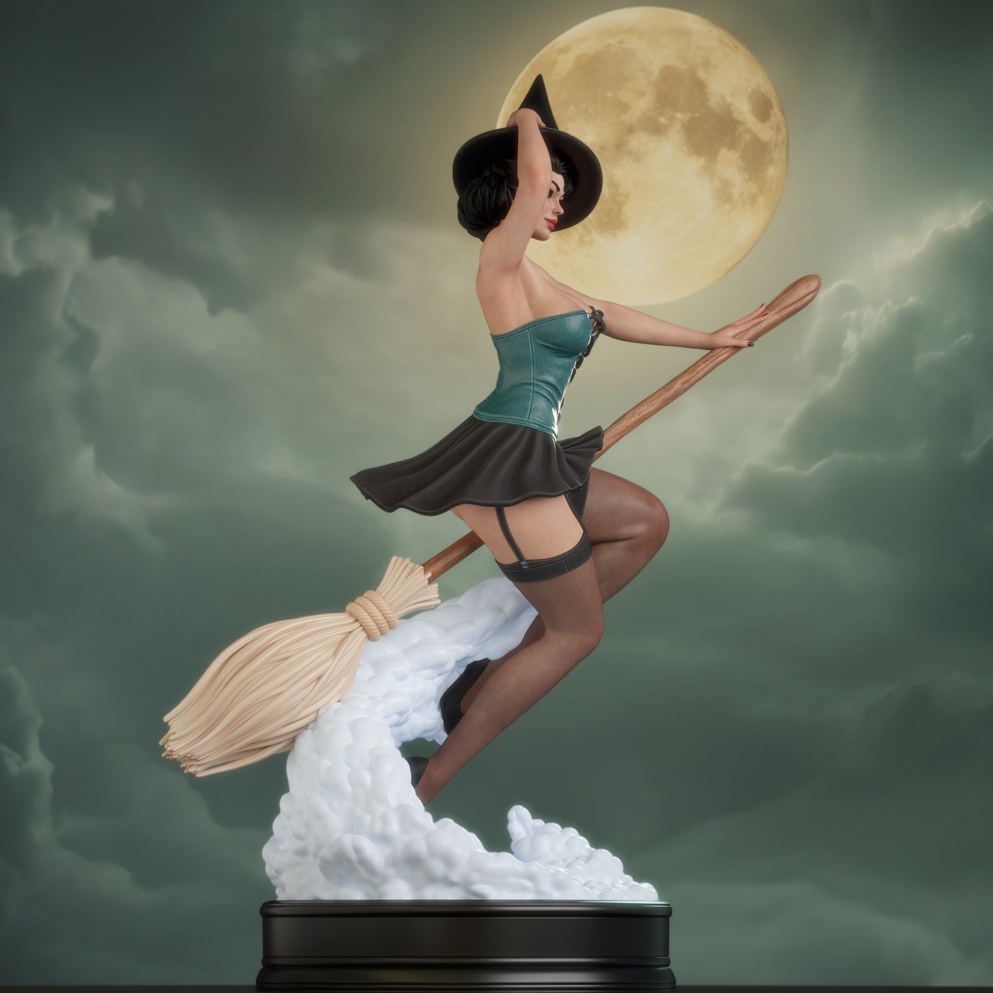 Witch Bombshell Sculpture (75mm to 500mm) - Unassembled/Unpainted/3D Print