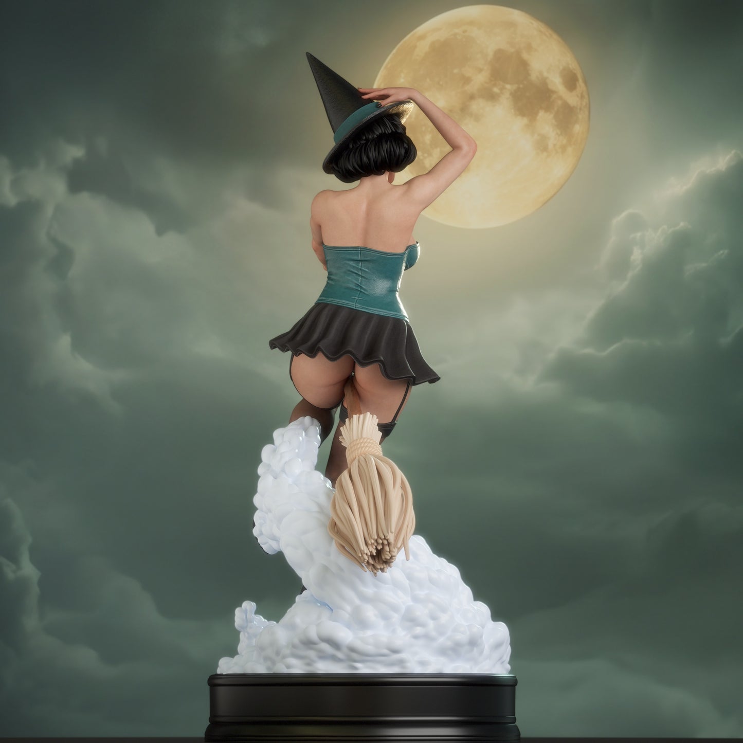 Witch Bombshell Sculpture (75mm to 500mm) - Unassembled/Unpainted/3D Print