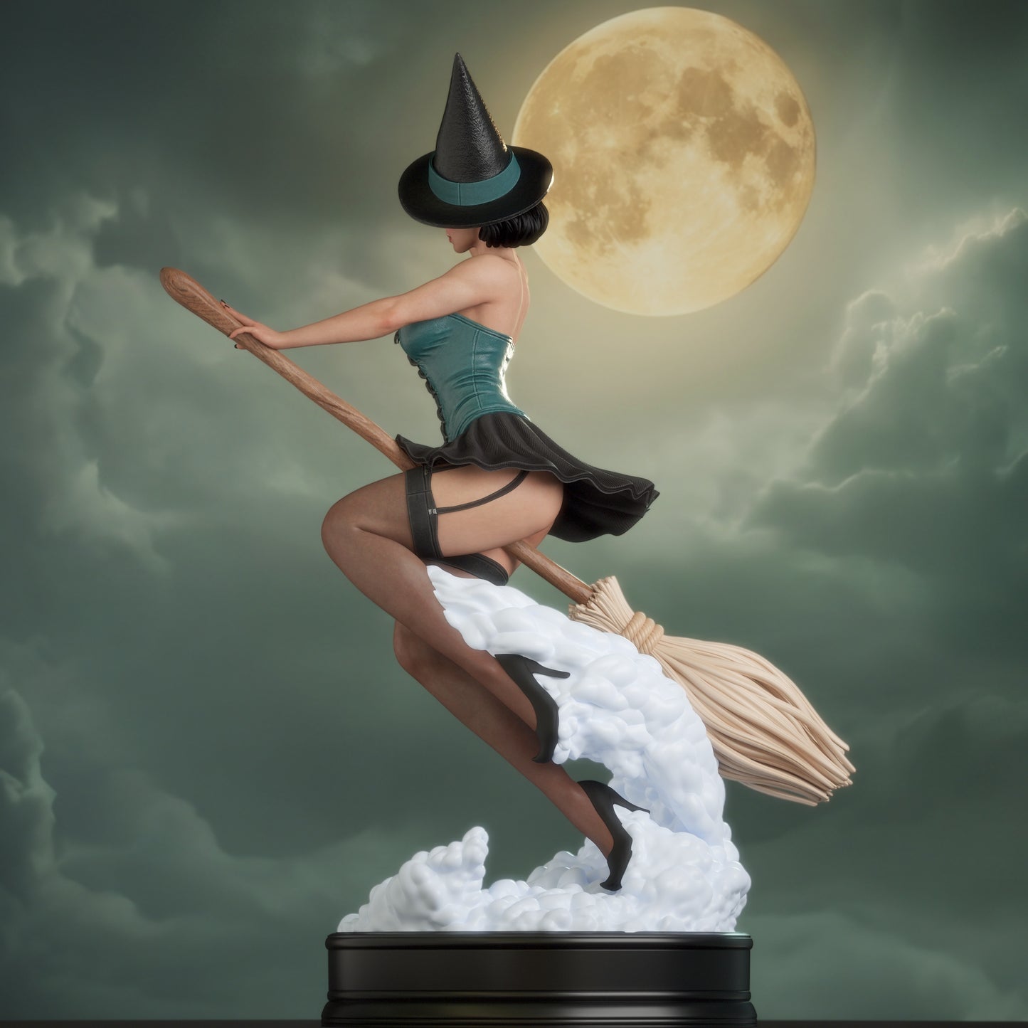 Witch Bombshell Sculpture (75mm to 500mm) - Unassembled/Unpainted/3D Print