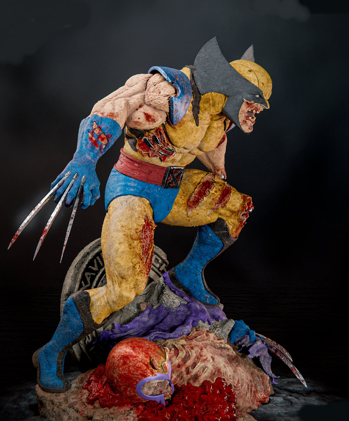 Zombie Wolverine Sculpture (75mm to 500mm) - Unassembled/Unpainted/3D Print
