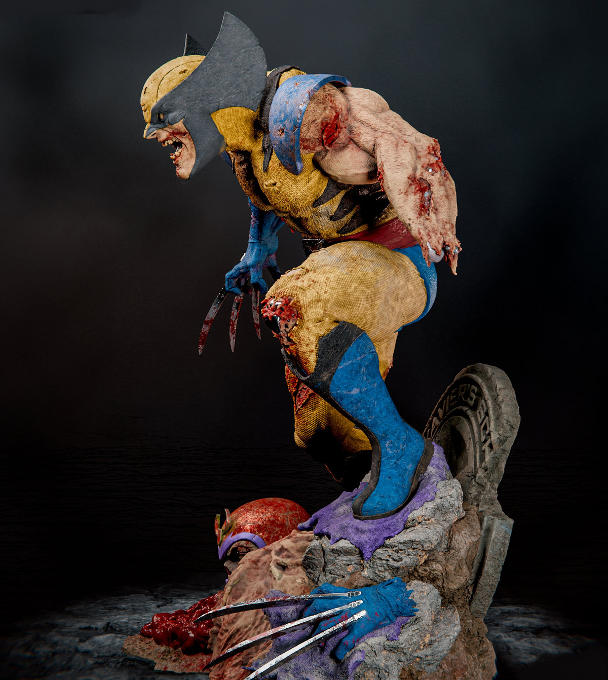Zombie Wolverine Sculpture (75mm to 500mm) - Unassembled/Unpainted/3D Print