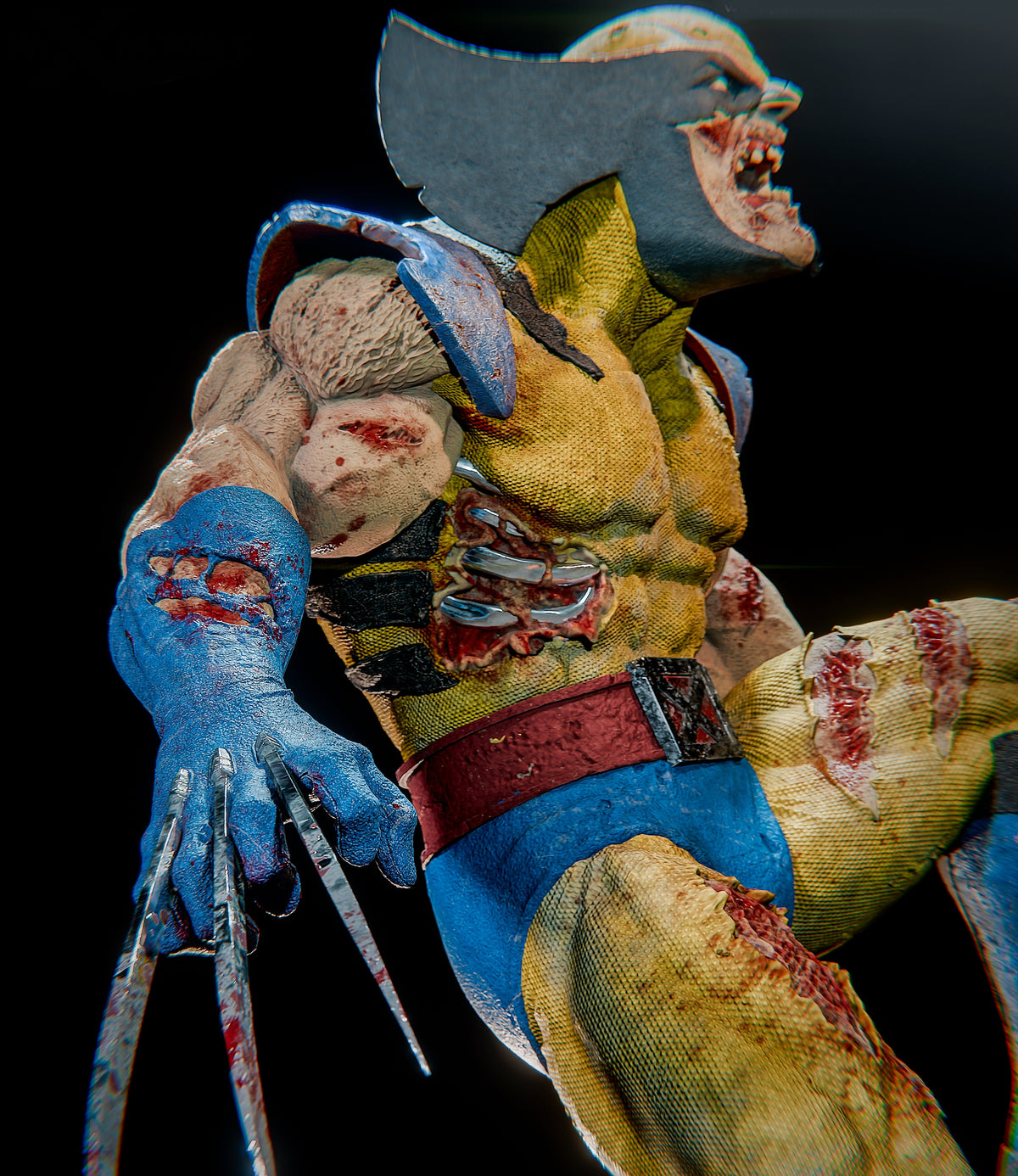 Zombie Wolverine Sculpture (75mm to 500mm) - Unassembled/Unpainted/3D Print
