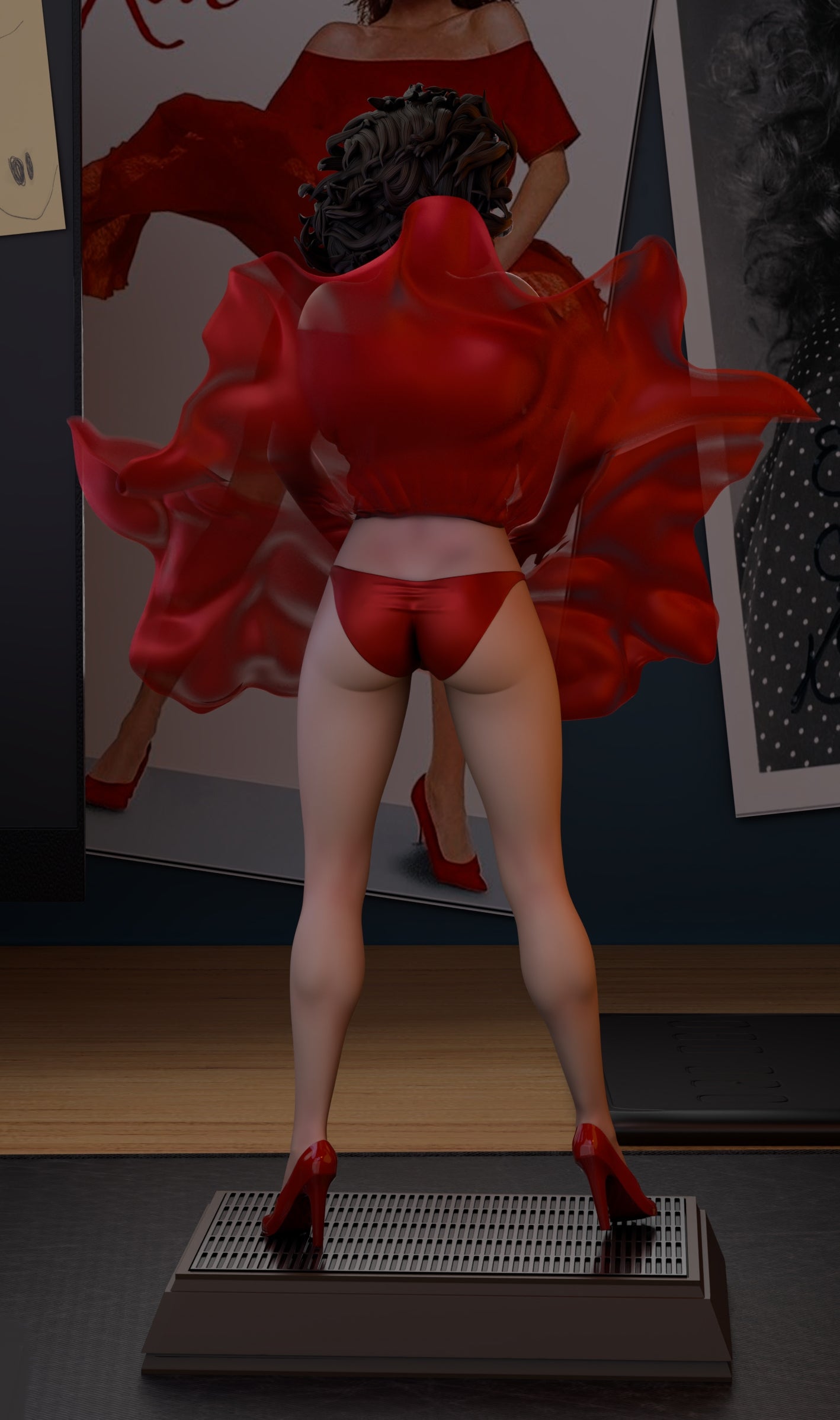 The Woman in Red Sculpture (75mm to 500mm) - Unassembled/Unpainted/3D Print