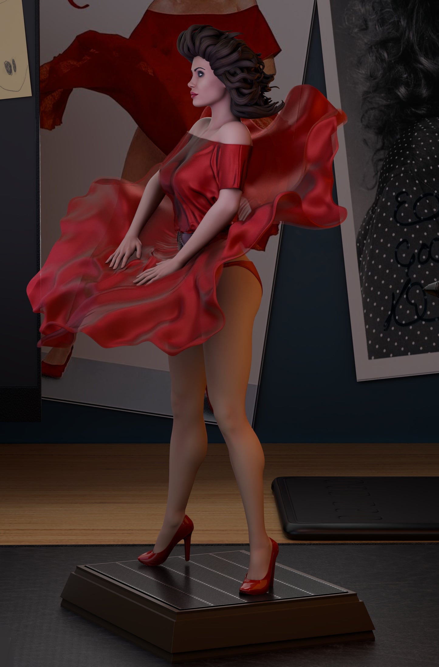 The Woman in Red Sculpture (75mm to 500mm) - Unassembled/Unpainted/3D Print