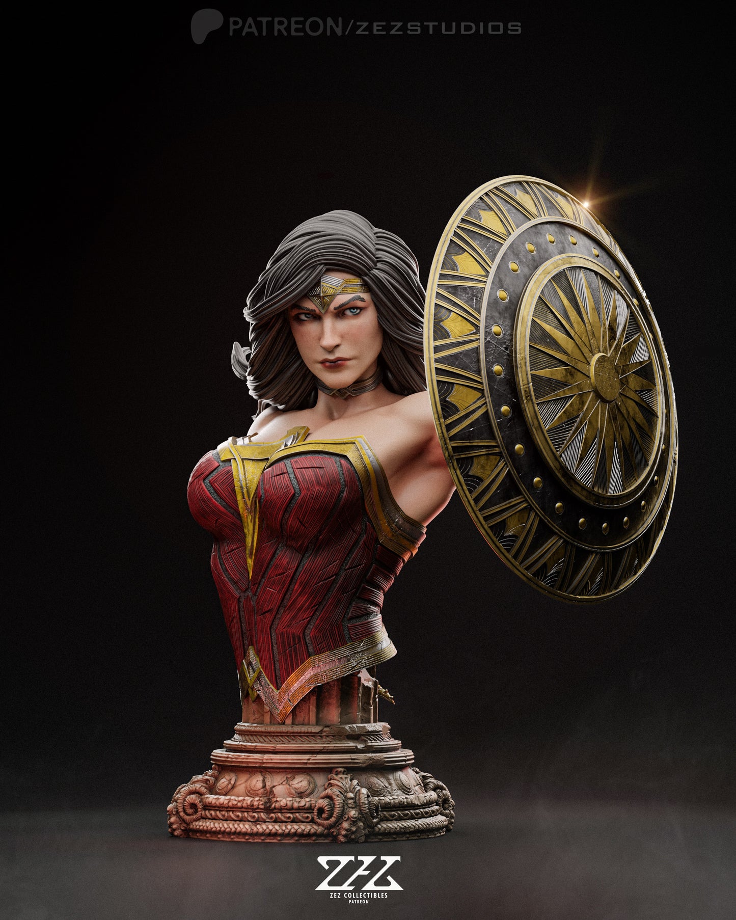 Wonder Woman Bust - by ZEZ - Tabletop RPG Miniature - Roleplaying 3D Printed Fantasy Mini