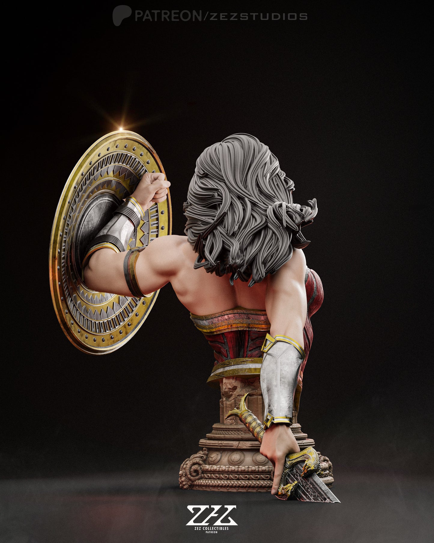 Wonder Woman Bust - by ZEZ - Tabletop RPG Miniature - Roleplaying 3D Printed Fantasy Mini